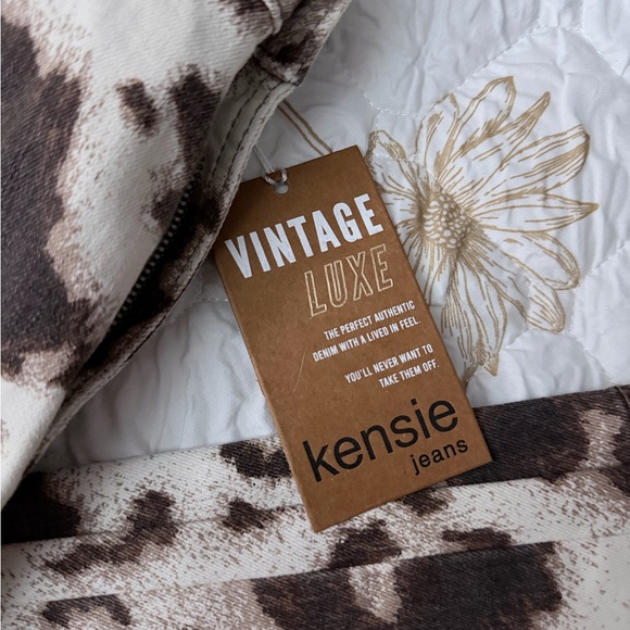 Kensie High Rise Cow Print Jeans - Brown and White - Picture 6 of 6